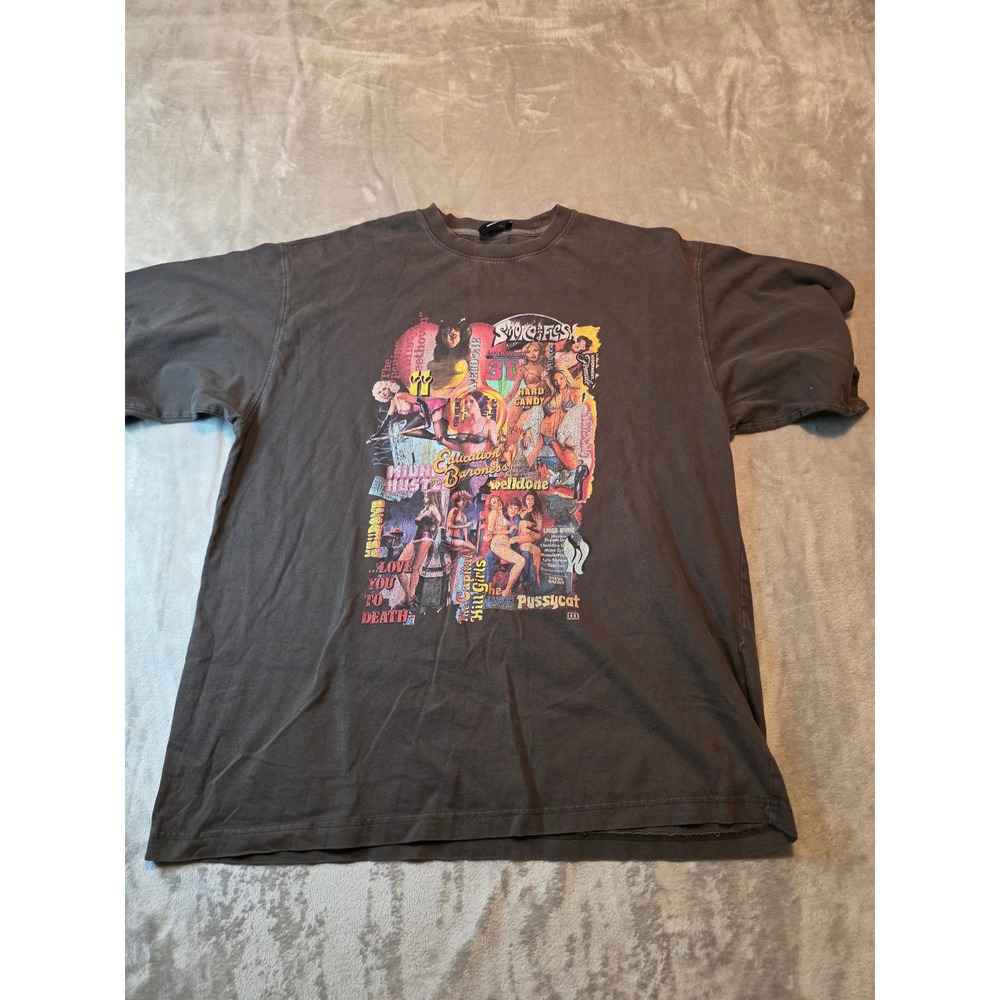 WE11DONE T Shirt Mens XL Black Distressed Collage Graphic Korean Streetwear
